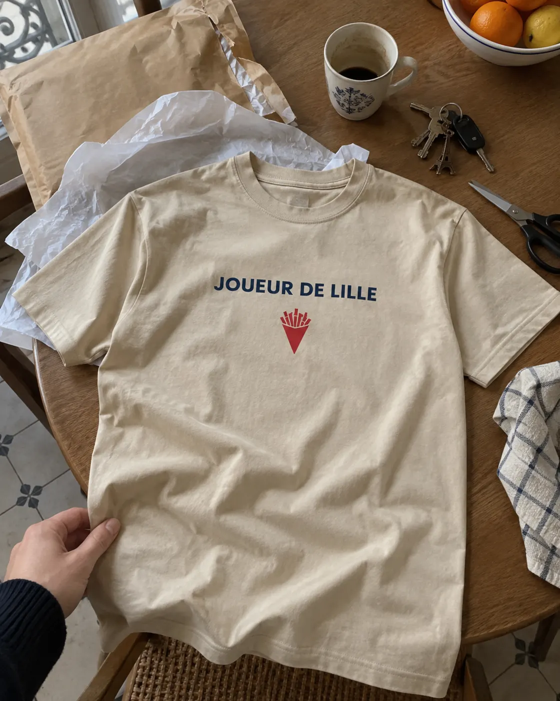 Joueur de Lille — sable porté par un client — photo 1