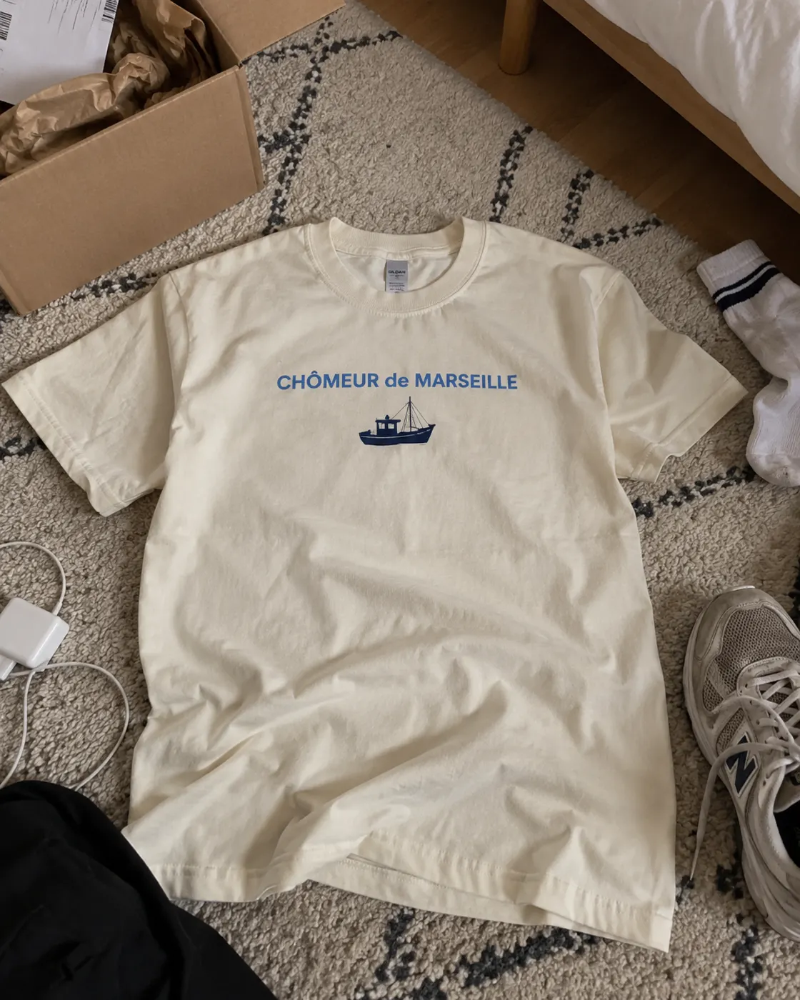 Chômeur de Marseille — écru porté par un client