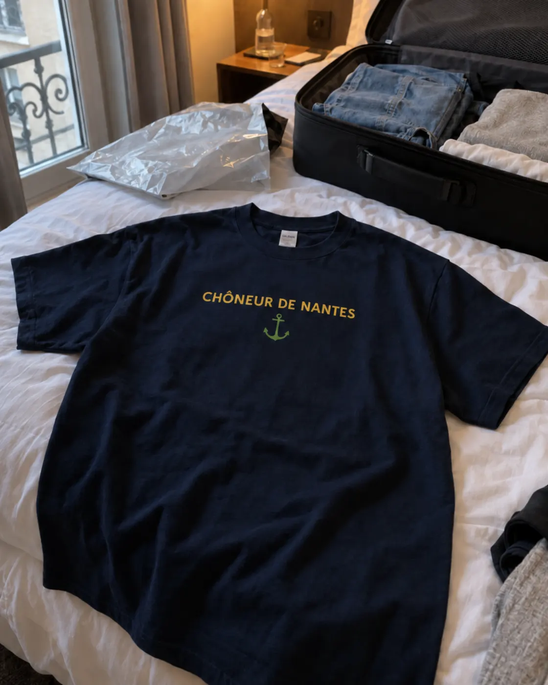 Chômeur de Nantes — bleu marine porté par un client