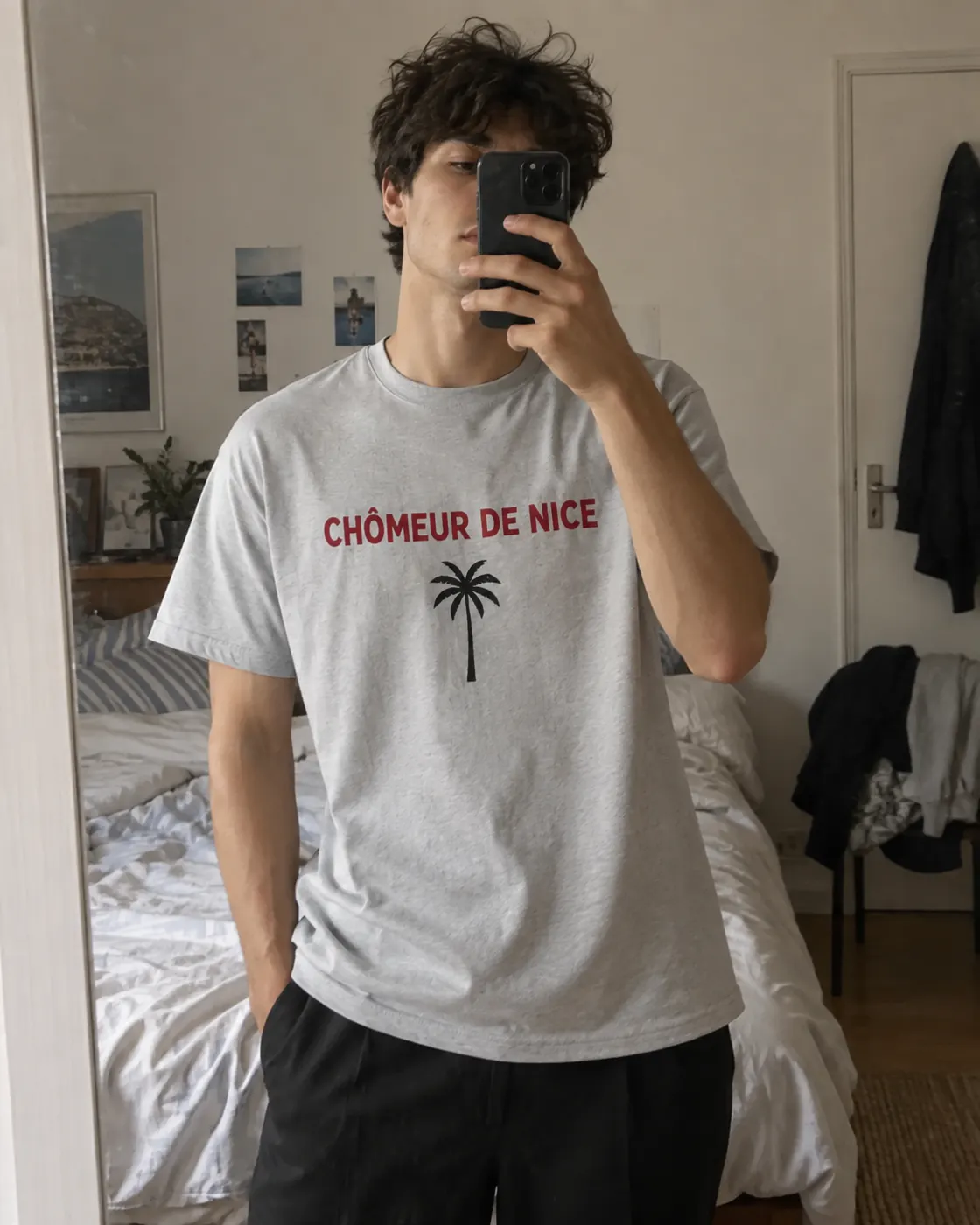 Chômeur de Nice — gris clair porté par un client